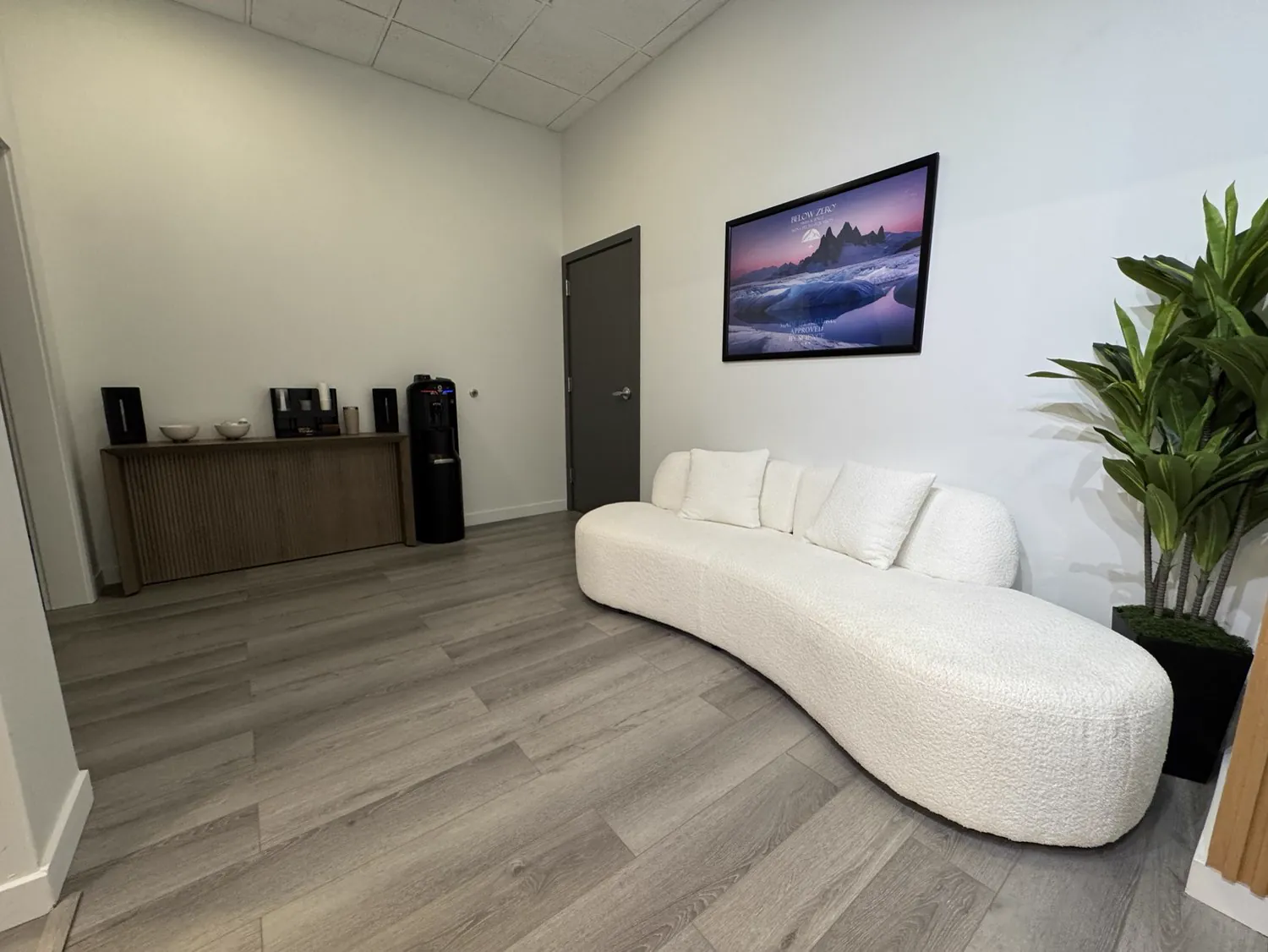 Relaxation lounge with calming ambiance