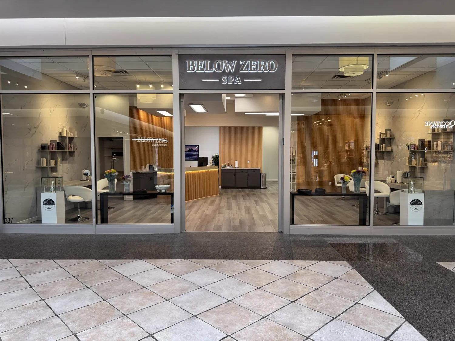 Below Zero Spa storefront at Eastview Mall